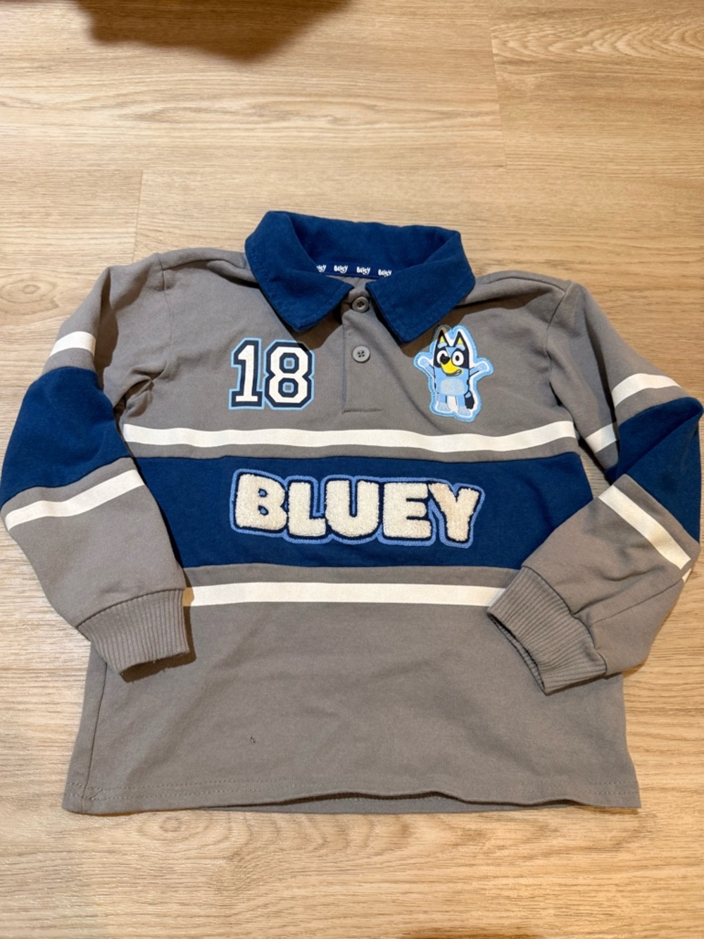 Bluey Kids Long Sleeve Rugby Polo Boys Size 4T Tuffed Striped